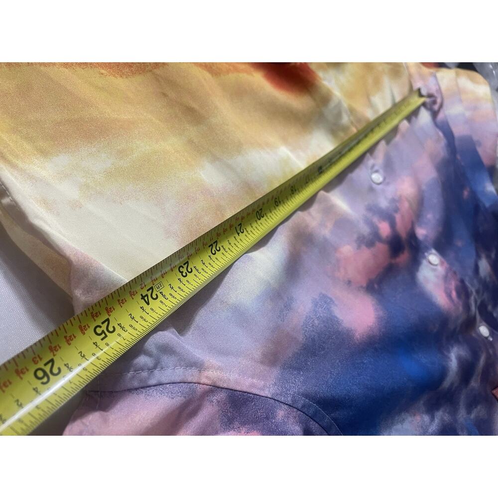 INC Unisex Shirt Lightweight Large Button Down Unique Sunset Watercolor design - Picture 8 of 11